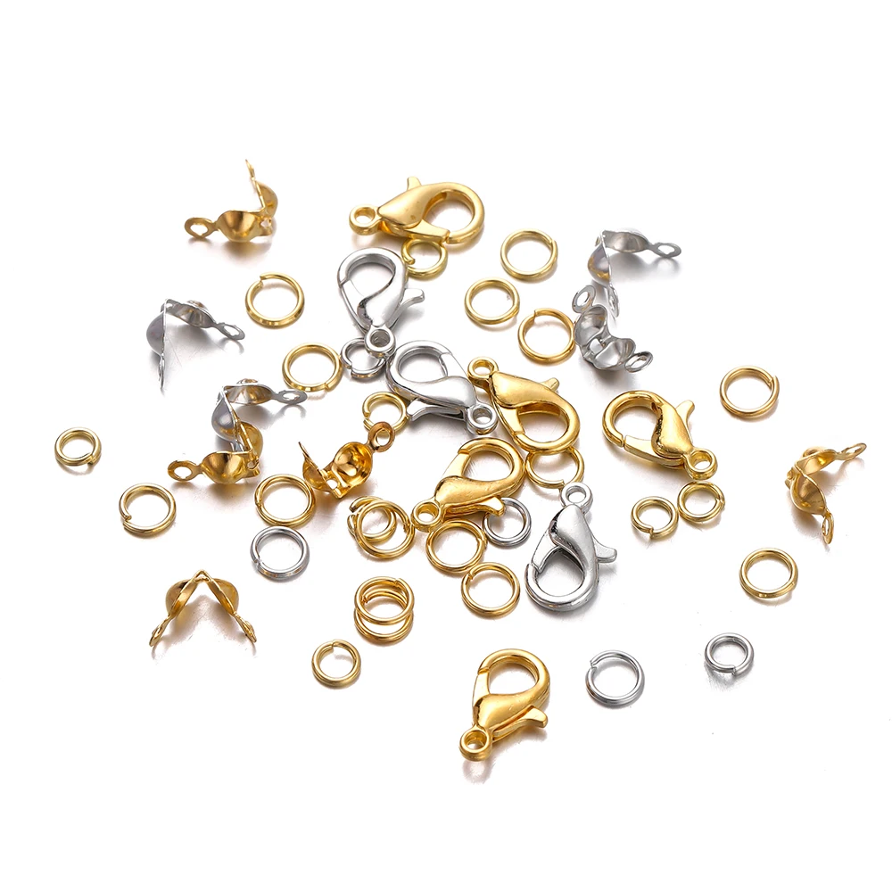 1Box Jewelry Making Kits Lobster Clasp Open Jump Rings End Crimps Beads Box Sets Handmade Bracelet Necklace Findings Supplies