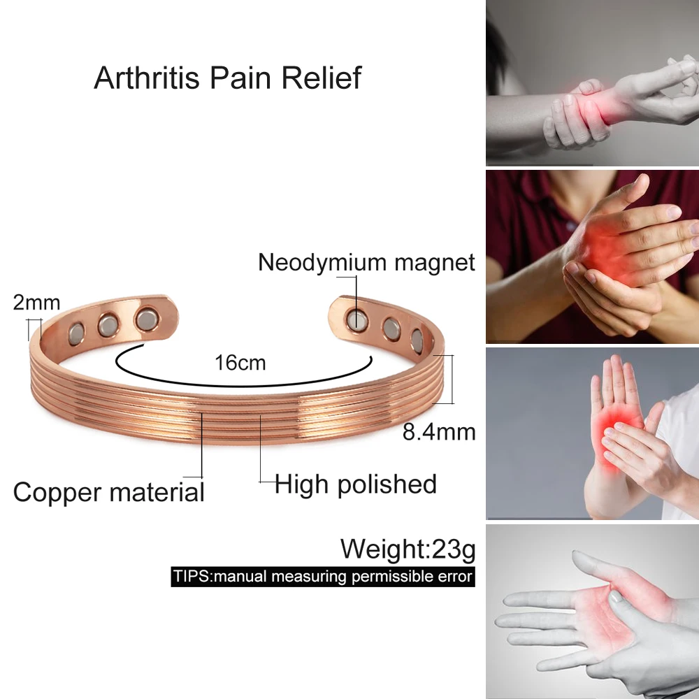 Copper Magnetic Bracelet Pure Adjustable Cuff High Magnets Bangles Solid Copper Health Energy Resizable Jewelry for Men Women smile