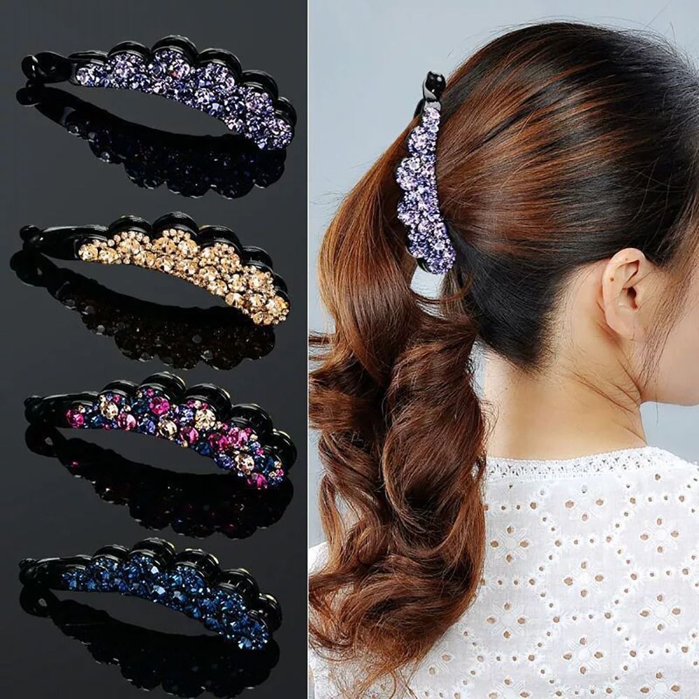 Hair Claw Simple For Women For Girl Vertical Clip Diamond Hair Accessories Banana Clip Ponytail Holder Korean Style Hair Clip
