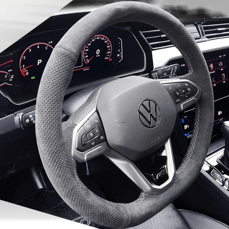 Steering Braid Wheel Car Cover For VW Golf 7 6 5 4 3 2 7 6 5 NK4 NK3 2 Polo Passat B8 Tiguan Suede Leather smile