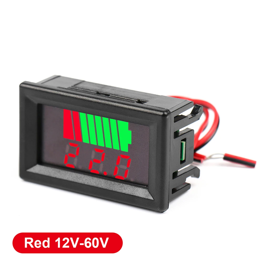 0.56" LED Digital Voltmeter Tester 12/24/36/48/60V Electric Vehicle Car Electricity Meter Test Battery Gauge Level Indicator