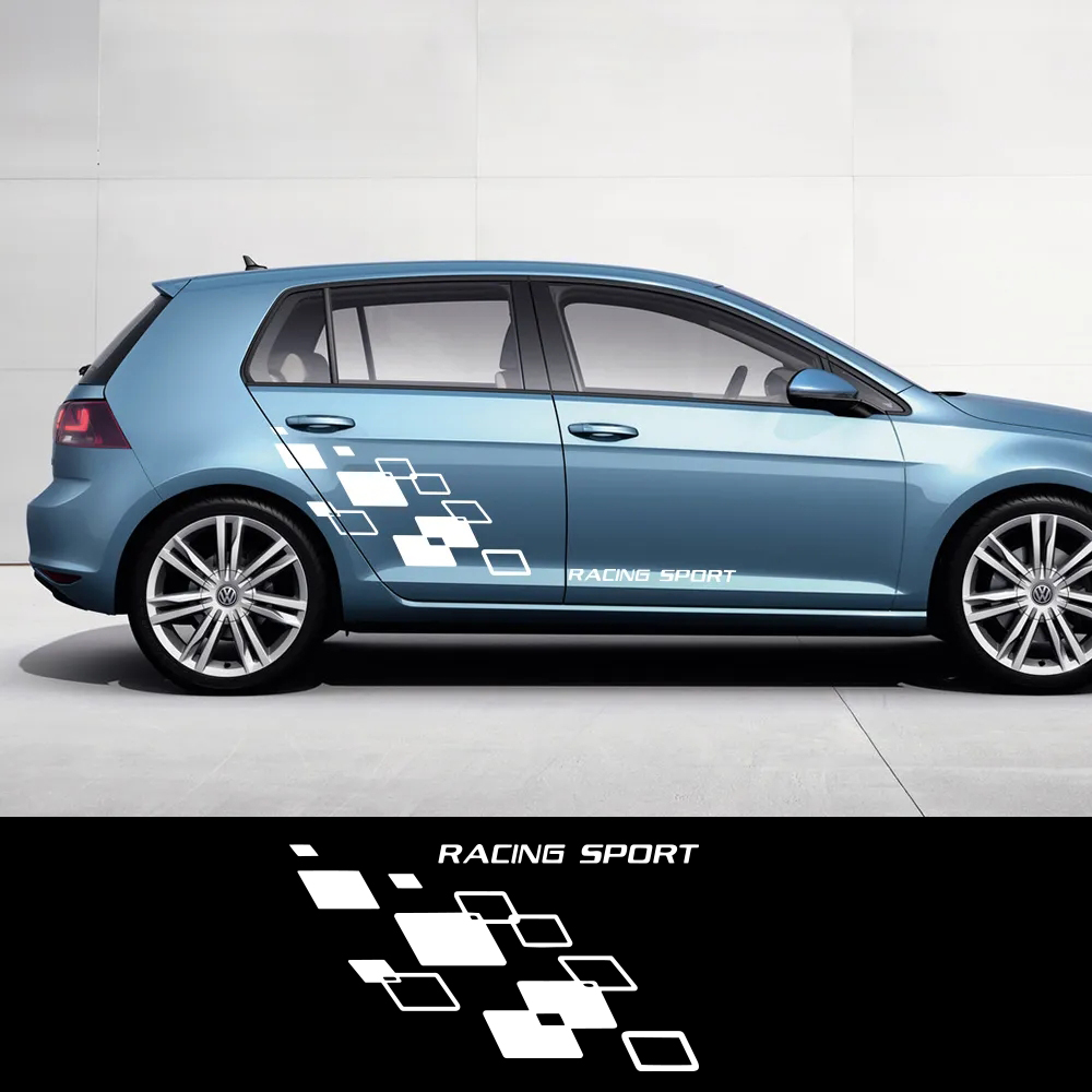 Racing Sport Text Lattices Sticker For POLO Golf CC GTI-R LINE-R Car Body Side Door Decor Vinyl Decal Auto Tunning Stickers