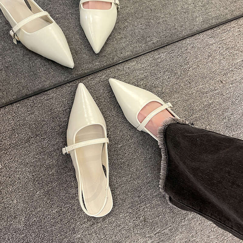 New Design Veet Moccasins Fashion Pointed Toe Loafers Ladies 2024 Spring Black Ballet Flat Shoes Women Sandals