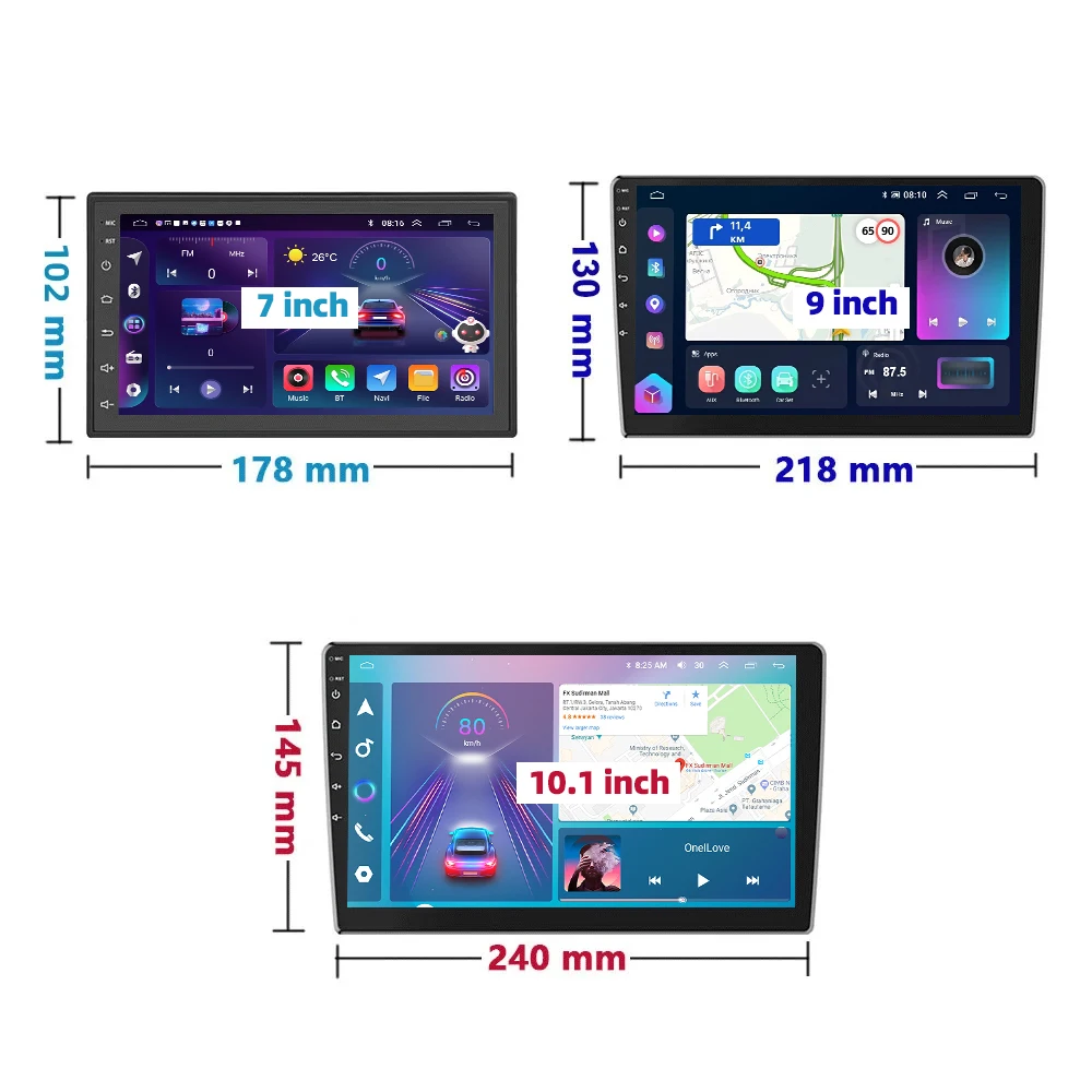 Podofo Car Radio GPS 2 din Android 11 Auto Carplay Universal 7"/9"/10" For Nissan Hyundai Toyota Multimedia Player 66b97 5 4f51d