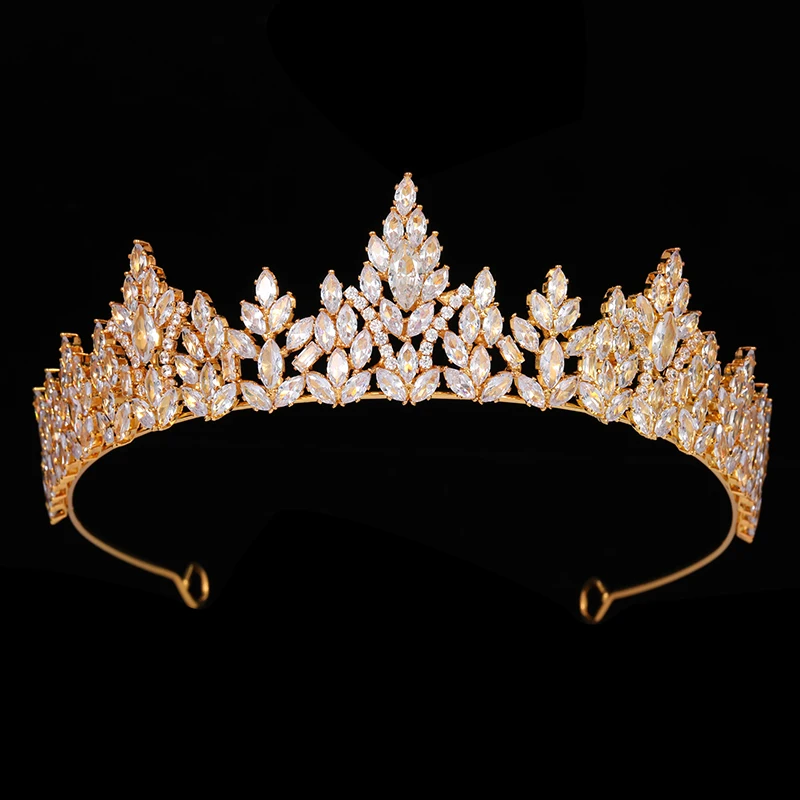 European Crown HADIYANA Wedding Crowns for Women Cubic Zirconia Big Headpieces Hair Accessories BCY6001 smile