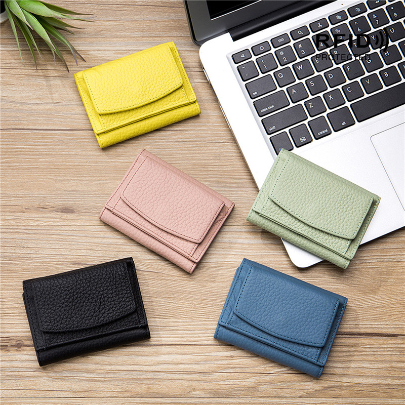 Women Genuine Leather Purses Female Cowhide Wallets Lady Small Coin Pocket Card Holder Mini Money Bag Portable Clutch New