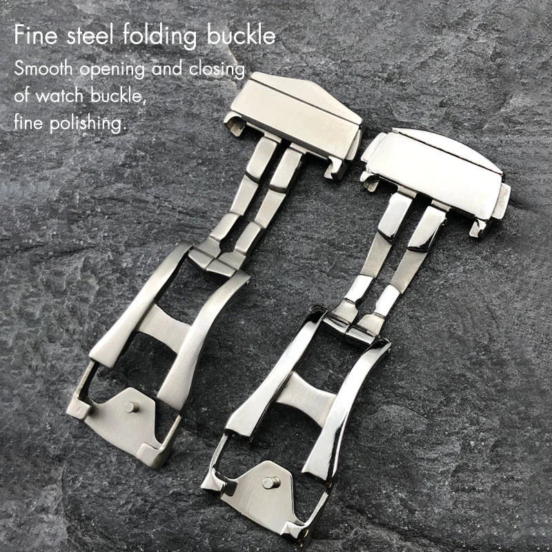 Deployment Watch Buckle Folding Clasp 16mm 18mm 20mm for Omega Leather Strap Rubber Band 316L Steel Black Silver Accessories