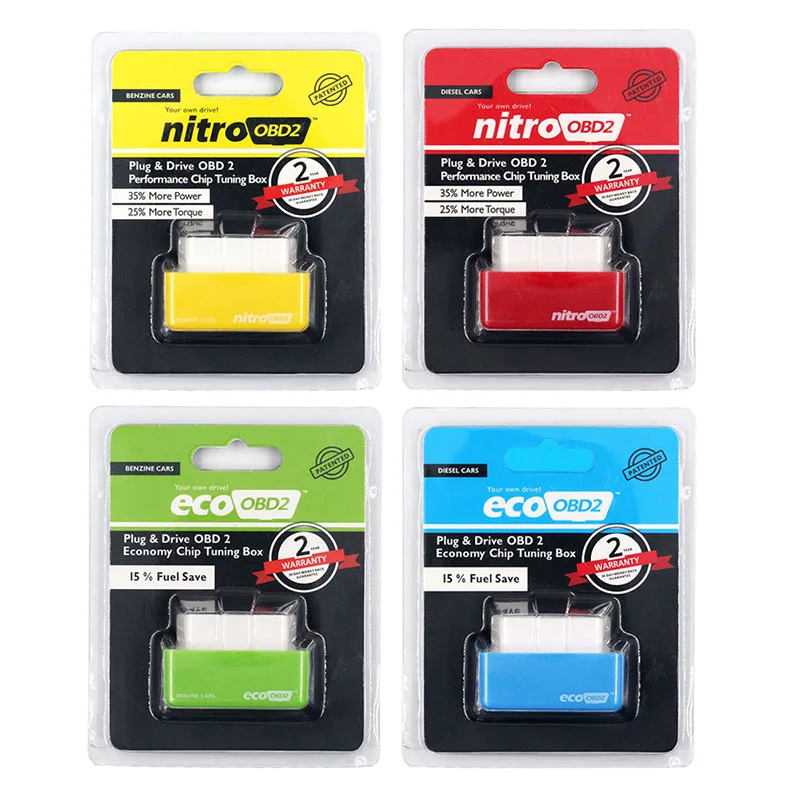 Best Double Board Nitro EcoOBD2 Chip Tuning Box 15% Fuel Save More Power Eco OBD2 Nitro OBD2 OBD Interface For Benzine Diesel