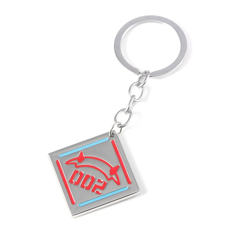 DARLING in the Anime FRANXX 02 Zero Two Keychain Code 002 Red Devil Horn Pendant Keyring for Women Men Jewelry Cosplay Props smile