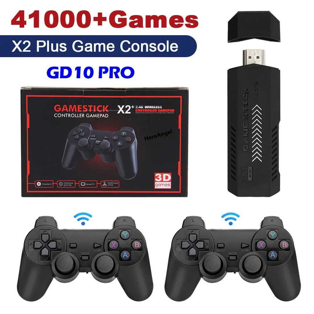 Hot S X2 PLUS GD10 Pro 4K Gaming Stick 3D Retro Video Game Console Wiriles TV Controller 40 Emator for PS1/N64/DC 128G 64G Y241109