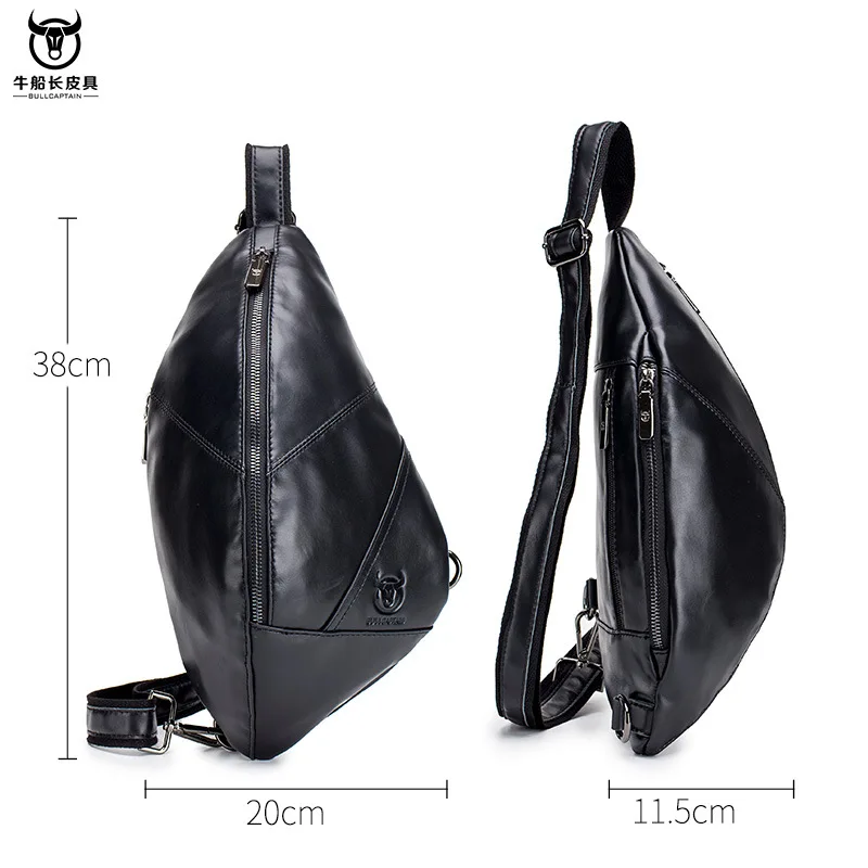 New Leather Genuine 2024 Chest Bag Men's Head Layer Cowhide Multi functional Sports Trend Front One Shoulder Crossbody Bag smile