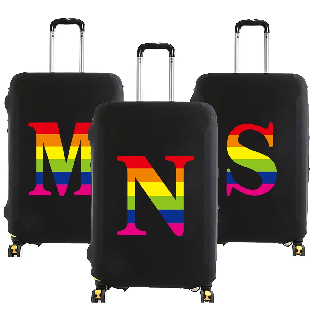 Suitcase Protective Case Lage Cover ddmysmile Rainbow Letter Name Pattern Travel Elastic Lage Dust Cover Apply 18-32 Suitcase Smile