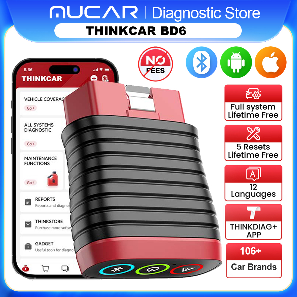 Bluetooth NEW THINKCAR BD6 obd2 Scanner All Cars Full System Diagnosis 5 Reset Service Lifetime Free Automotive Diagnostic Tool smile