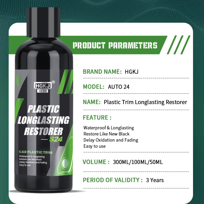 300/100ml Long-lasting Plastic Restorer Car Cleaning Products Auto Polish And Repair Coating Renovator For Car Detailing HGKJ 24