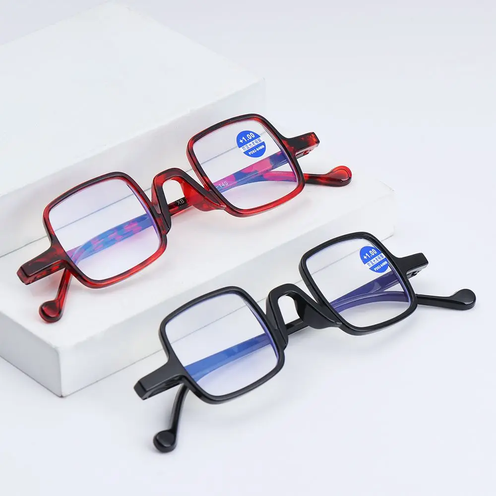Printed Flower Vintage Square Anti Blue Light Reading Glasses Men Women Retro Presbyopic Computer Eyeglasses Hyperopia Eyewear smile