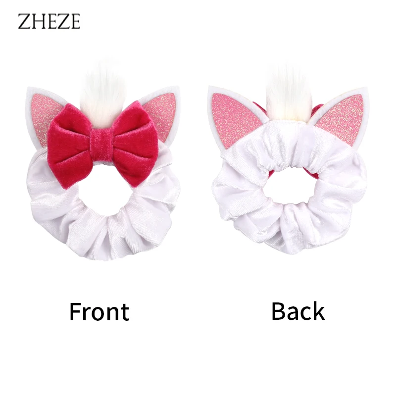 Ears Cat 2024 NEW Veet Hair Scrunchies For Girls Women Cute 4"Bow Elastic Hairband DIY Hair Accessories Boutique Gift Mujer smile