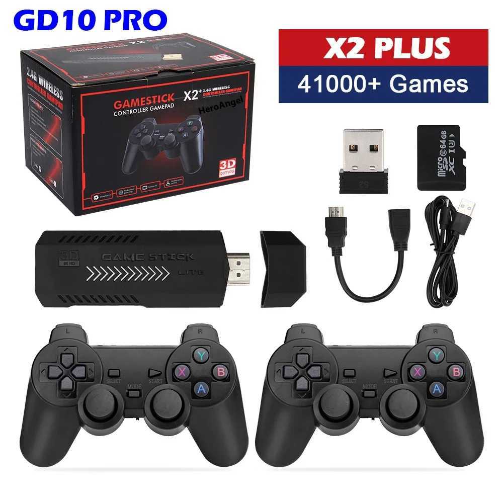 Hot S X2 PLUS GD10 Pro 4K Gaming Stick 3D Retro Video Game Console Wiriles TV Controller 40 Emator for PS1/N64/DC 128G 64G Y241109