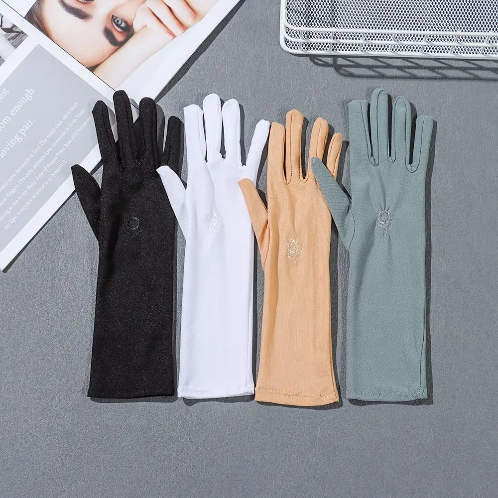Sunscreen Women Gloves Mid-Long Summer Spring Lady Stretch Anti UV Slip Resistant ddmysmile Driving Glove Breathable Sun-Protective Sleeve Smile
