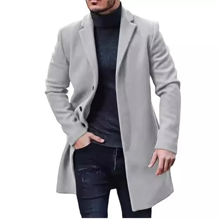 Autumn and Winter Casual Mens Clothing British Woolen Coat Korean Style Solid Color Mid-to-Long Windbreaker S-XXXL 241108