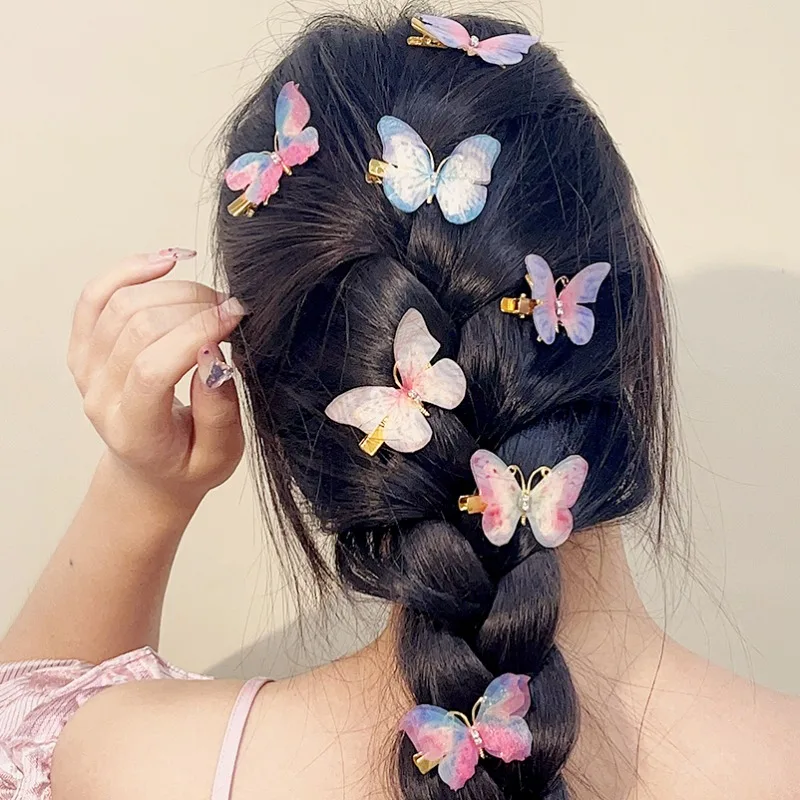 Clips Hair 3D Butterfly Dia ddmysmile Gradient Color Hairpin Baby Girl Moving Wings Bownot Hairpin Barrettes Hairgrip Hair Accessories Smile