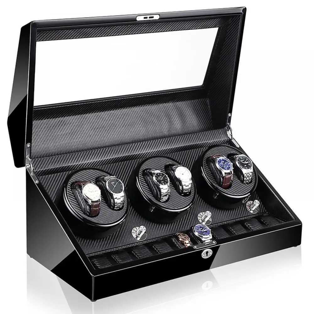 6+7 Luxury Watch Winder with Lock 13 Slot Fashionable Watches Display Box That Rotatable Mechanical Watch Household Watch Box