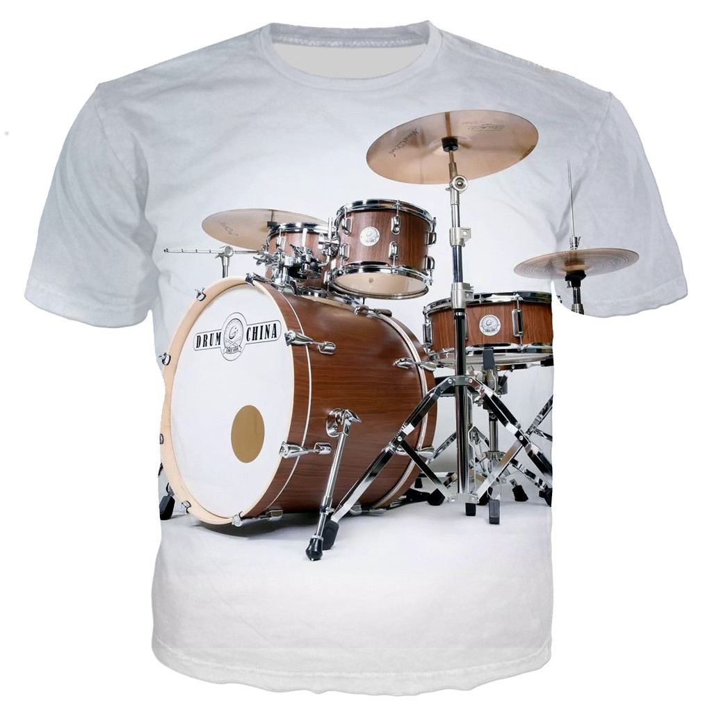 New Summer Music Heavy Musical Instrument 3d Printing T-shirt Casual Street 2025 Men And Women Short-sleeved Light new And Breathable