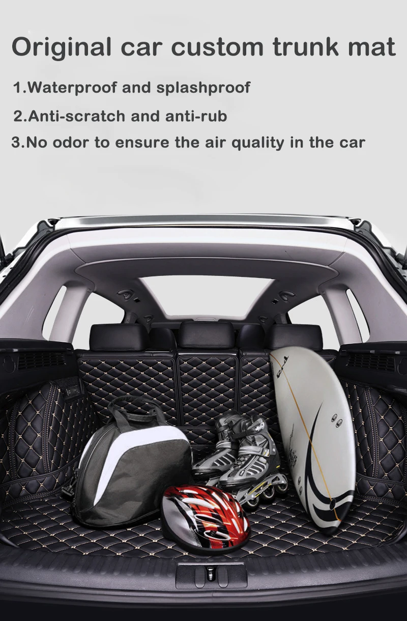 Car Rear Trunk Mats For Mitsubishi Outlander PHEV GN 2022 2023 2024 5seat Leather Car Trunk Storage Pad Car Accessorie Interior