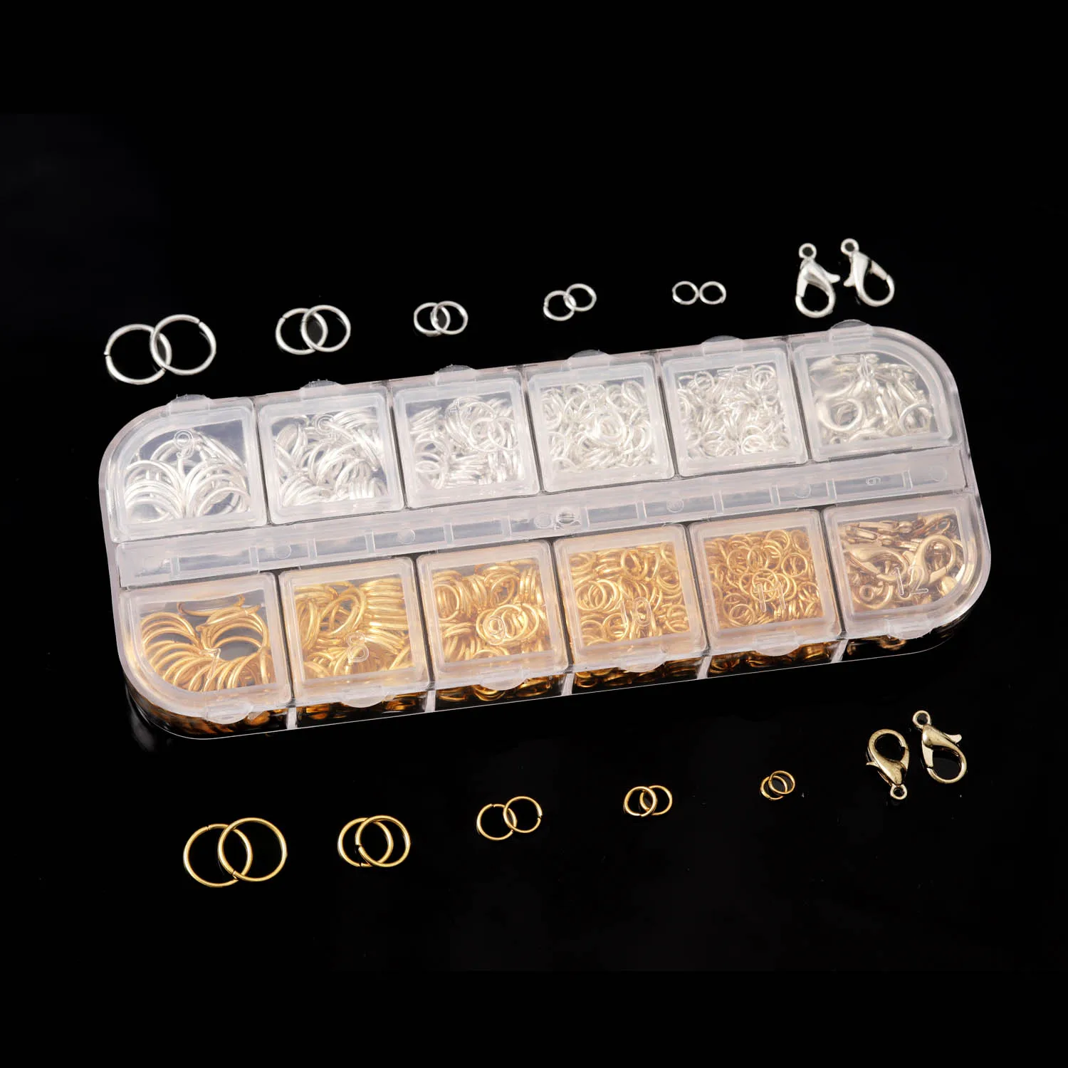 12grids/Box Jewelry Making Kits Tools Set with Pliers Lobster Clasp Mixed Size Jump Rings Sets Box for DIY Jewelry Making Supply