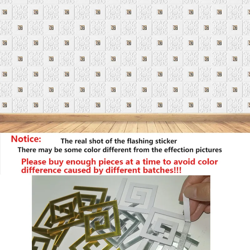 Stereo Wall 3D Foam Stickers Ceiling ddmysmile Panel Roof Decal Self Adhesive Mirror Sier Gold Decor Living Room Children 70X70cm Smile