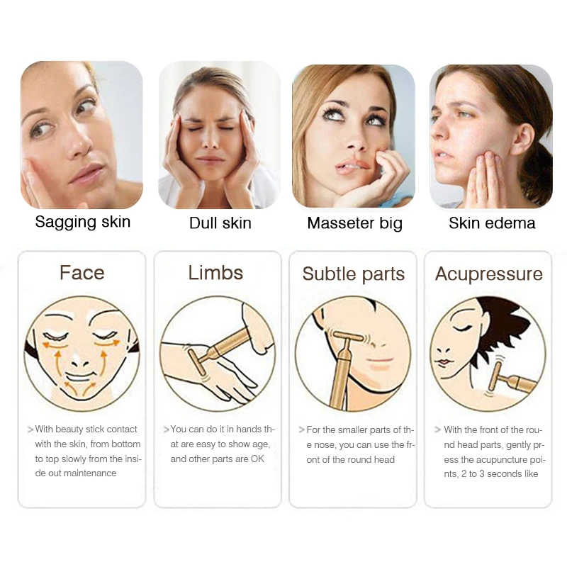 Energy Gold 2025 T Beauty Stick Facial Roller Pulse Firming Massager new Anti Aging Face Wrinkle Treatment Slimming Wrinkle Stick