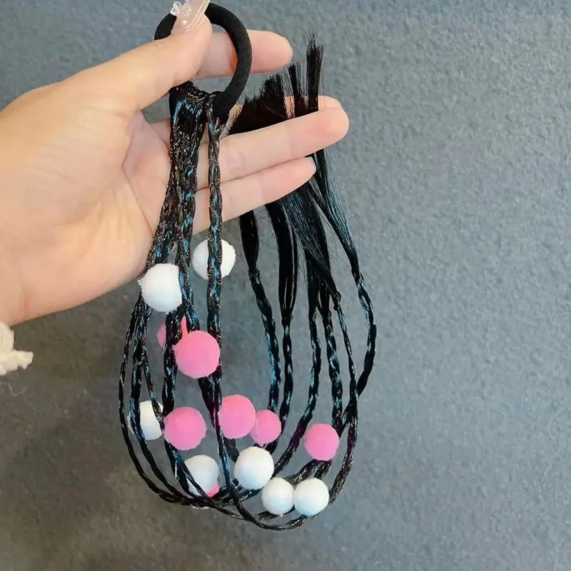 Tiny Kids Spot 1PCS Flower Love Wigs Ponytail Headbands Rubber Bands Baby Girls Hair Bands Headwear Kids Hair Accessories Lovely smile