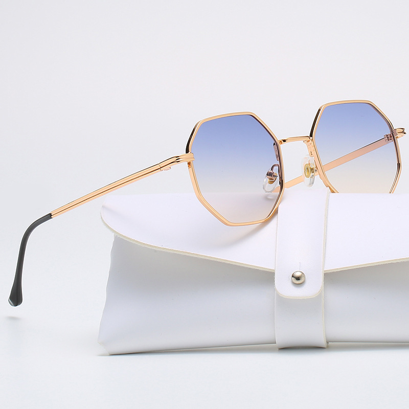 Fashion Retro Sunglasses Classic Metal Polygonal Sunglasses Sunglasses Octagon Glasses Y2K CAVALLO BIANCO