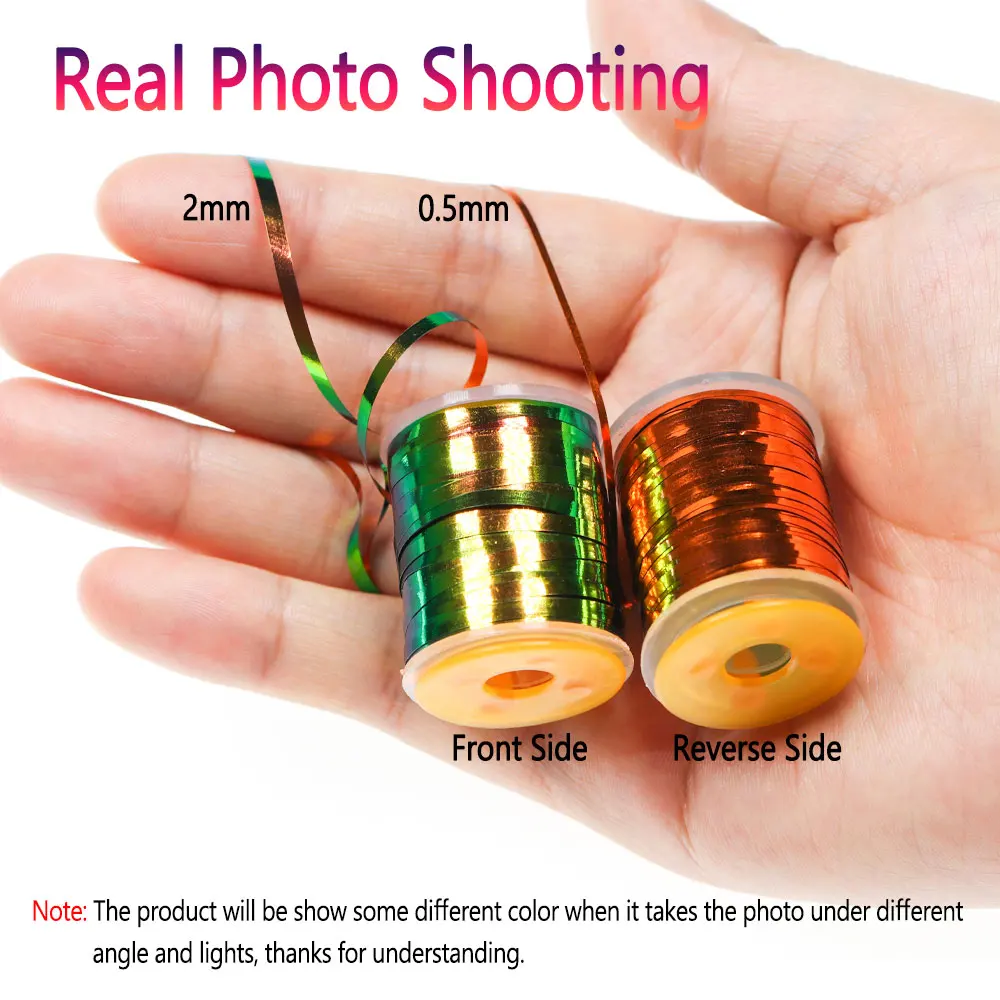 Flat Wide Bimoo 0.5mm~2mm 2 Tones Pea Mylar Tinsel Metalic Durable Body Fly Tying Material For Nymphs Midges Saltwater Fly smile