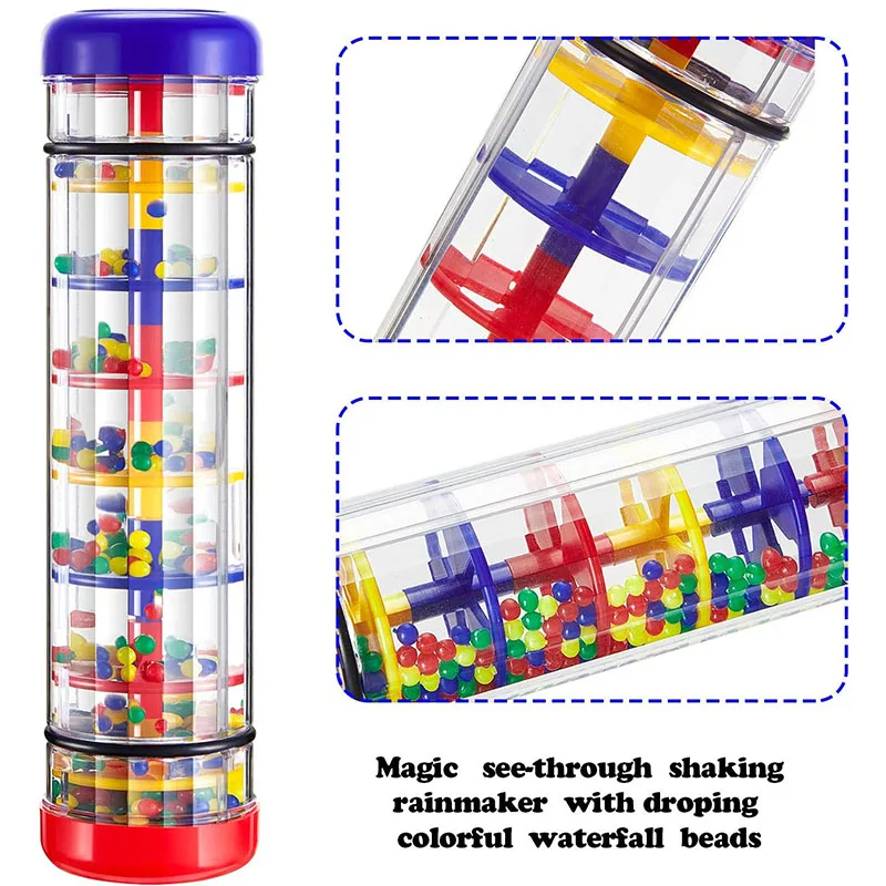 Montessori Baby Rain Stick Maker Hourglass Music Hand Shaking Rattle Baby Sensory Educational Toys Musical Instrument Fun Gifts