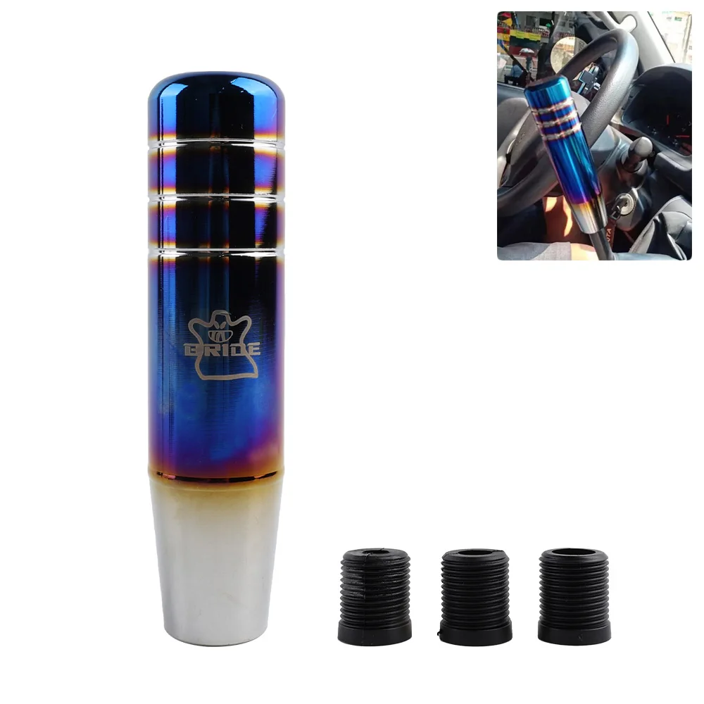 Blue 13Cm BRIDE Burnt Style Aluminum Gear Shift Knob Shifter Lever ddmysmile Head For Universal Car Smile