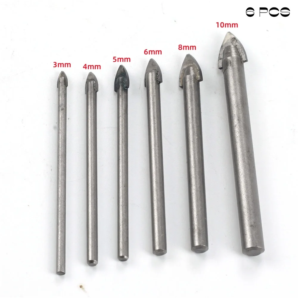 2025 4/6/7 Pcs Glass Marble Porcelain Spear Head Ceramic Tile Drill new Bits Set Spade Drill Bit 3/4/5/6/8/10/12mm