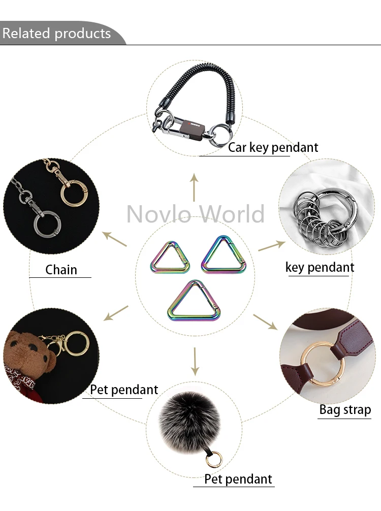 10-50pcs 19-25-32mm Rainbow New Hot Sale Metal Open Triangle Spring Ring Hang Buckle Purse Leather Bag Accessories