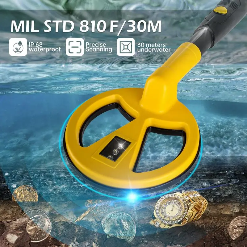 Fully Waterproof Underwater Metal Detector MD-780 for Kids and Adults Diving Mini Handheld Pinpointer Probe with LED