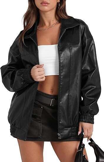 shanshi leather jacket women Leather Jacket Women's Artificial Oversized Motorcycle Pilot Coat for Autumn