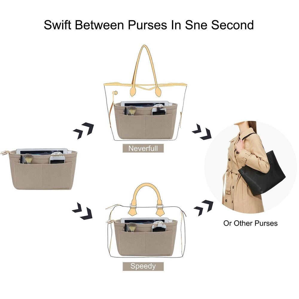 Travel Organiser Handbag Felt Bag Tote Insert Liner Purse Pouch Women Cosmetic Storage Makeup Bag