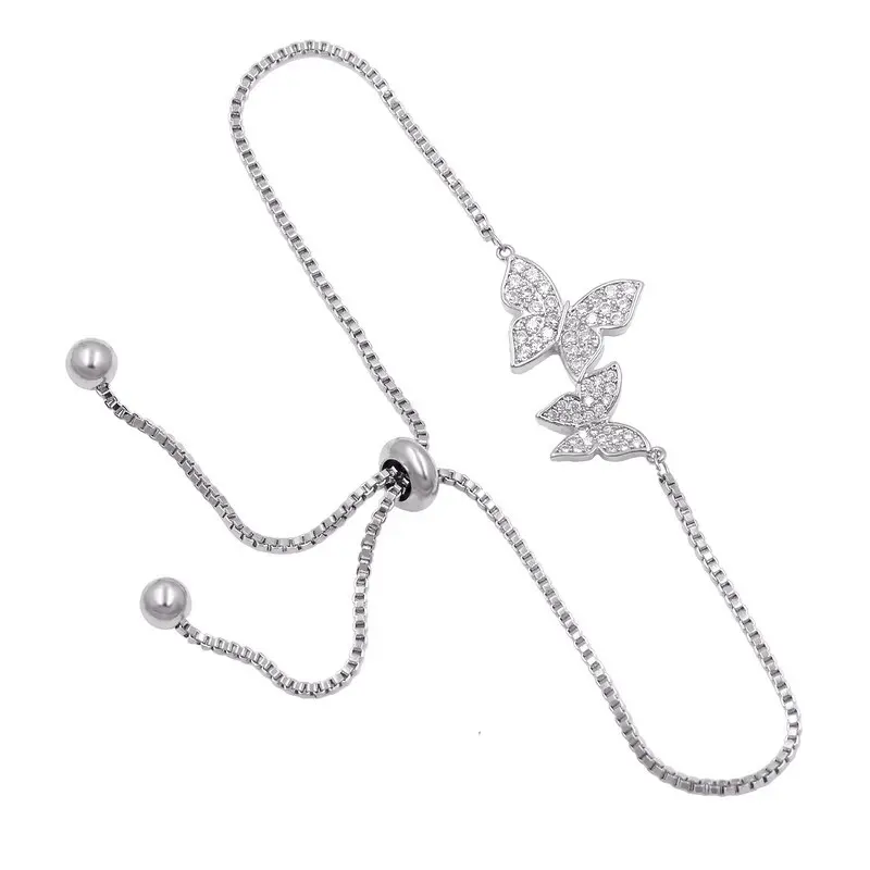 WEIMANJINGDIAN Brand Cubic Zirconia Butterfly Adjustable Bracelets for Women Girls Kids Jewlery Gifts