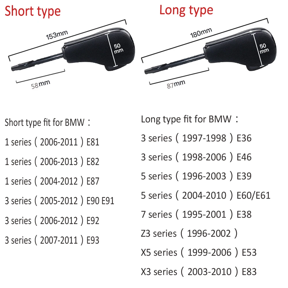 Automatic 2 Colors Vehicles Gear Shift Knob Lever Stick Replacement For 1 3 5 7 X3 X5 Z3 Z4 E81 E82 E85 E90 E91 E46 smile