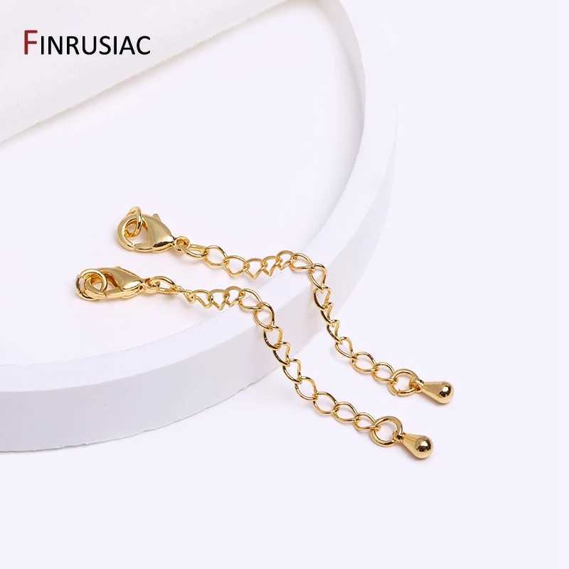 18K gold-plated 60mm bracelet tail extension chain brass metal heart extension chain for jewelry making DIY jewelry accessories W241109