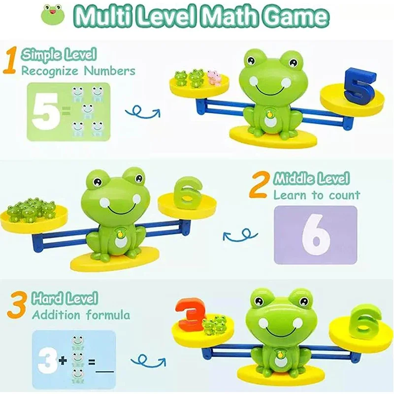 Counting Frog Balance Math Game Toy Educational Set STEM Toys Gifts for Preschool Toddlers Kids smile