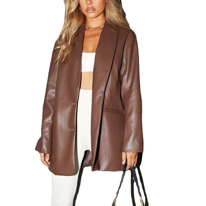 shanshi leather jacket women Women's Autumn/Winter New Leather Casual Warm Suit Jacket for Women