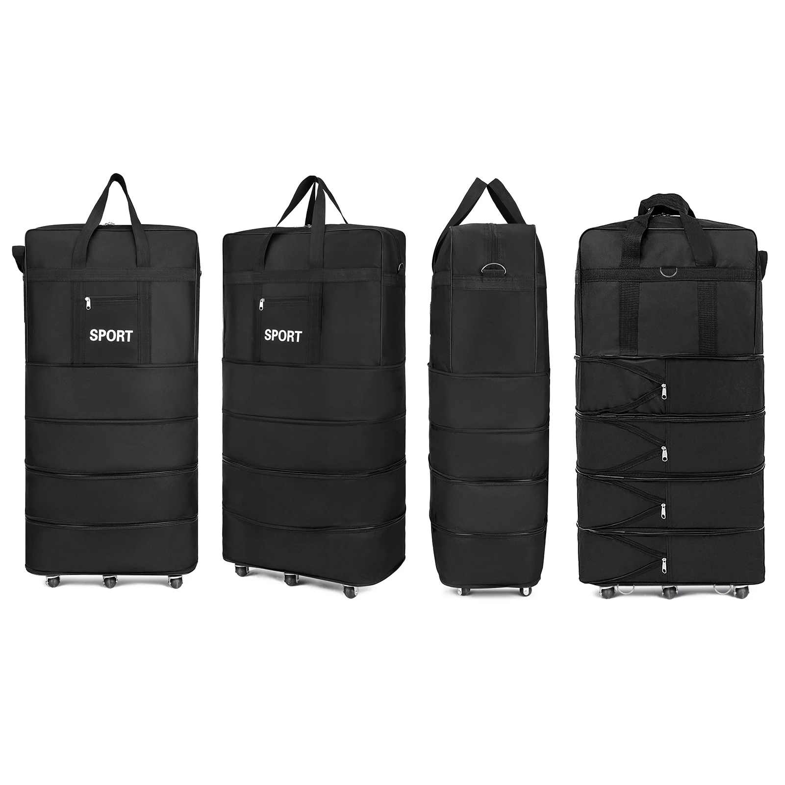 Lage Expandable Large Suitcase Capacity Trolley Rolling Travel Duffel Suitcase Bag ddmysmile With Universal Wheel For Travel Business Smile