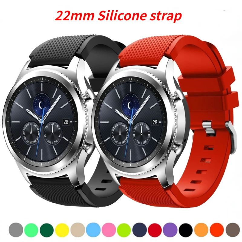 22mm Silicone Strap For Samsung Watch 3/Gear S3 Frontier/Huawei Watch 3/3 Pro/GT/2 Sports Wristband For Amazfit GTR/Stratos/Pace smile