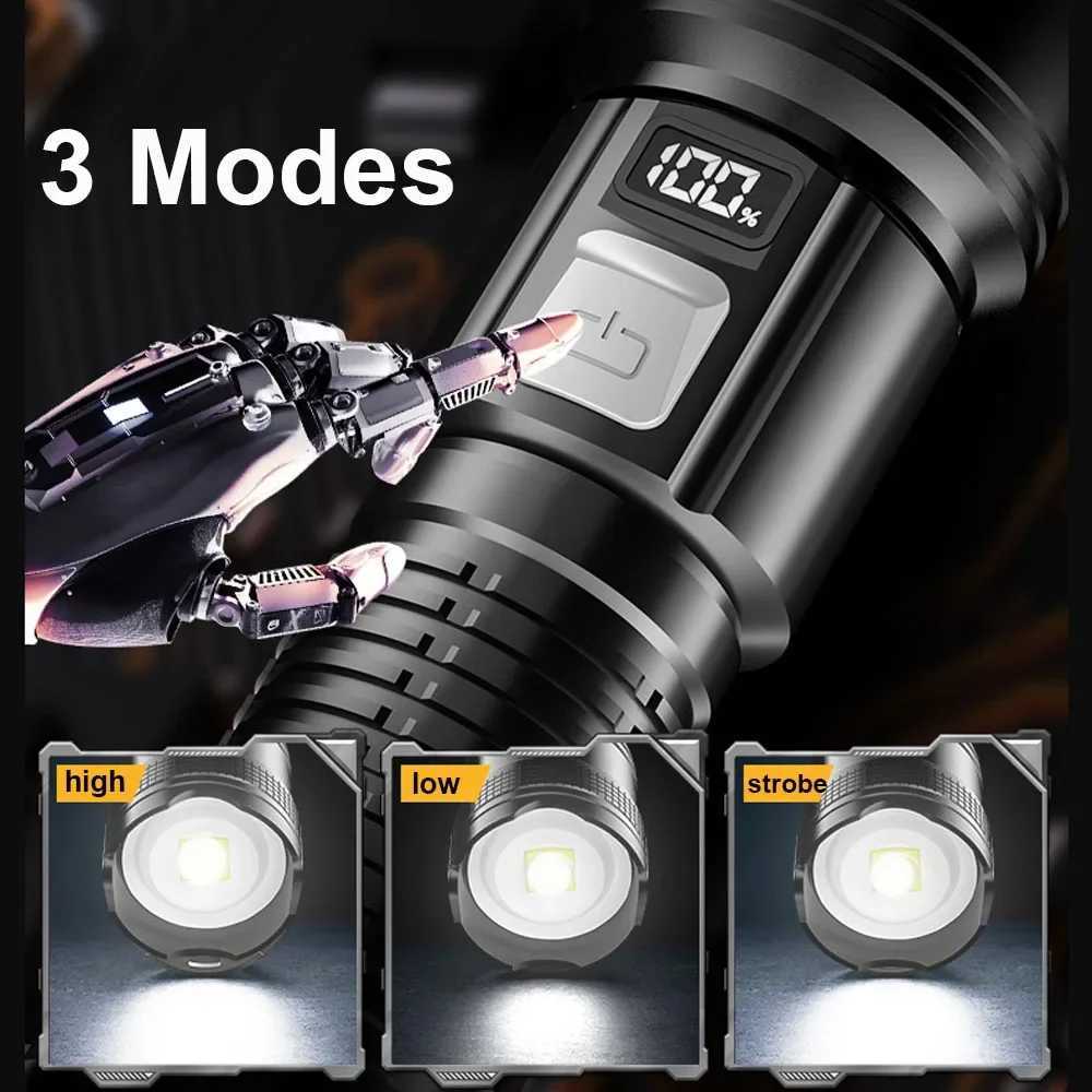 100000LM Rechargeable LED Flashlights High Power Military Tactical Flashlight Telescopic Zoom Torch Lamp Outdoor Camping Fishing M251117