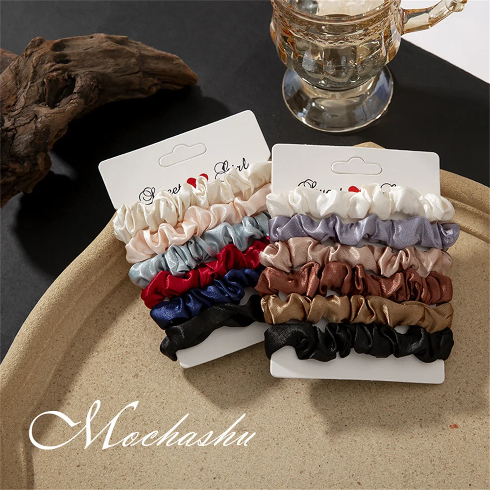 5/6pcs Simple Solid Color Elastics Hair Ties for new Women Thick Hair Soft No hurt Hair Ponytail 2025 Holder Hair Rope Hair Accessories