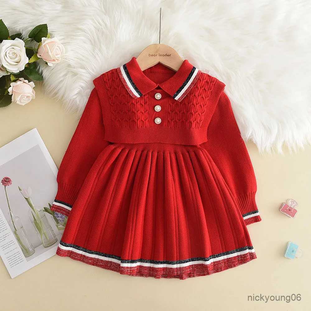 Clothing Sets Melario Autumn Winter Girls Sweater Long Sleeve Dress 2023 Christmas Party Girl Baby Retro Knitted Wool Dress Casual Vestidos